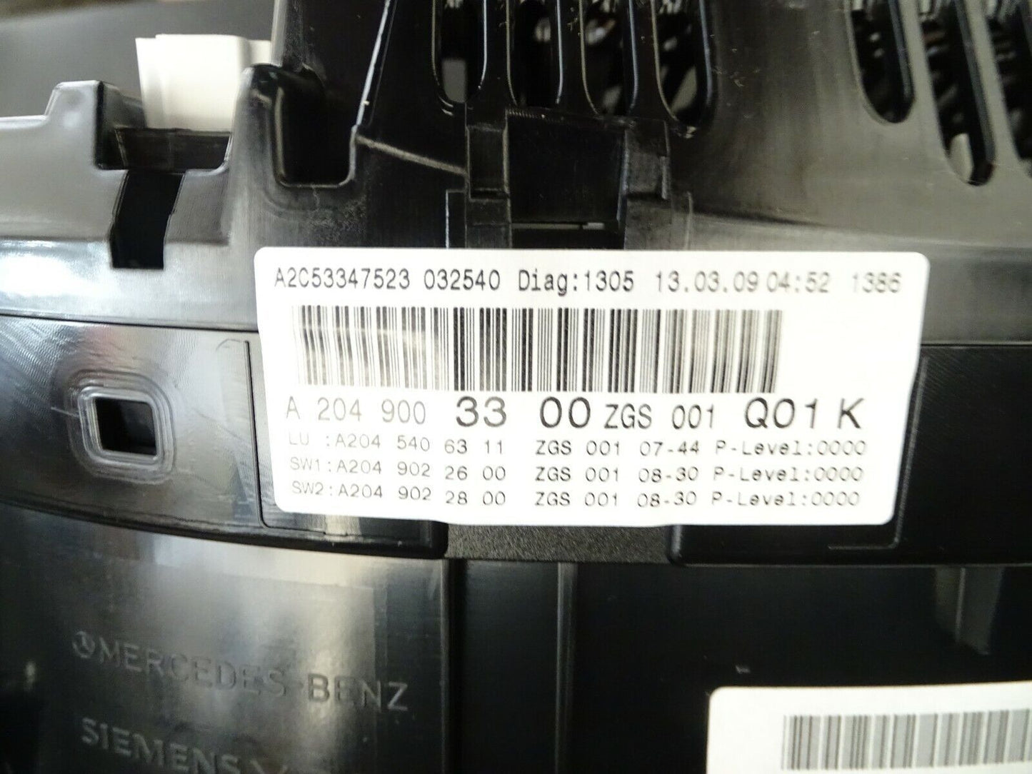 mercedes tacho kombiinstrument w204 c klasse benziner a 2049003300 VDO siemens