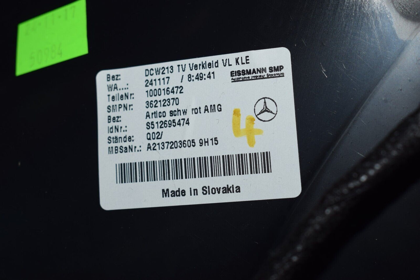 Original Mercedes E Klasse w213 Türverkleidung Türpappe vorne links