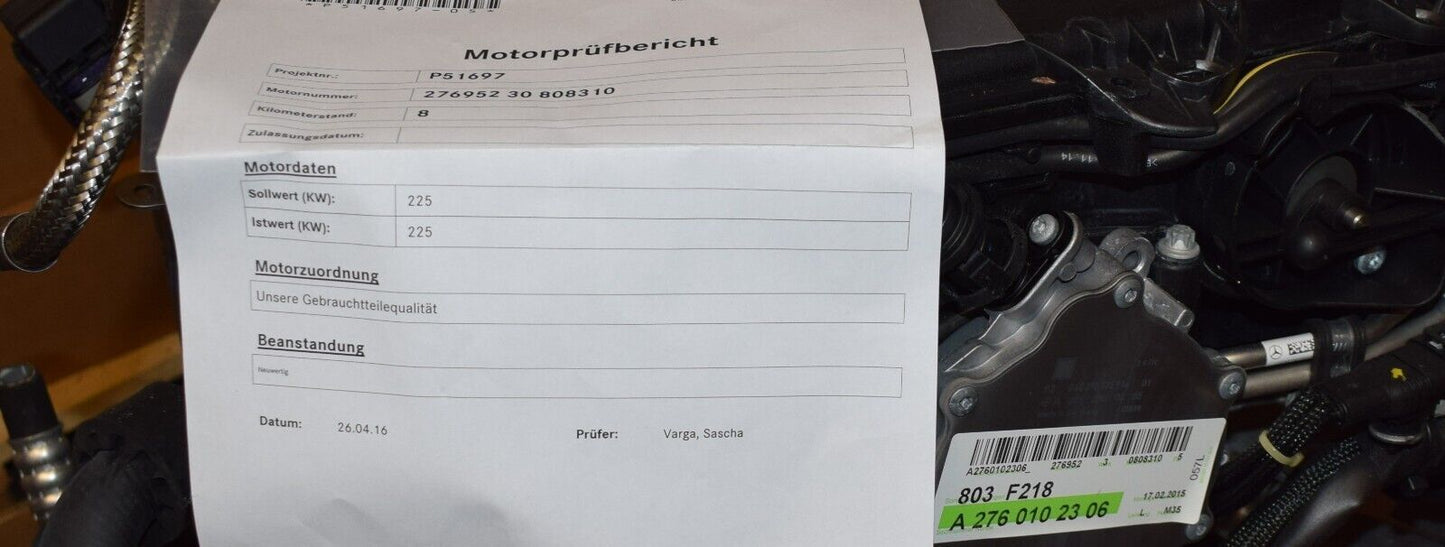 Mercedes Motor w218 CLS 350 Benziner V6 276952 a2760102306 2015 8km!!