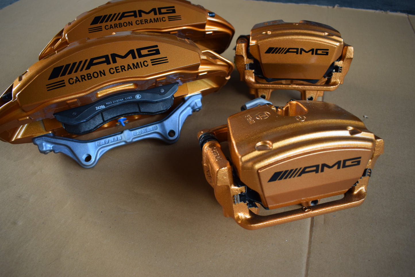Original Mercedes AMG 297 EQS Carbon vorne hinten Bremssattel Set gold