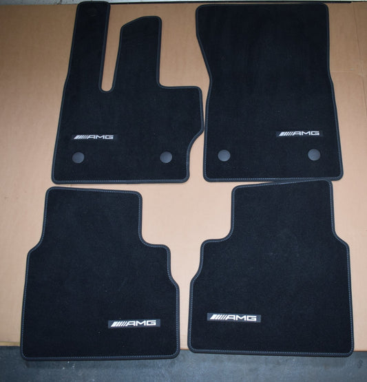 Original Mercedes w463 A G Klasse AMG Fußmatten Satz Velour schwarz blaue Naht