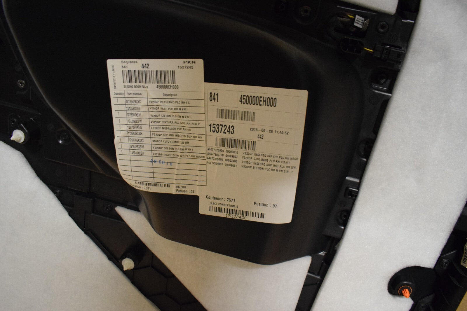 Original Mercedes w447 Vito Türverkleidung für Schiebetür rechts oben unten