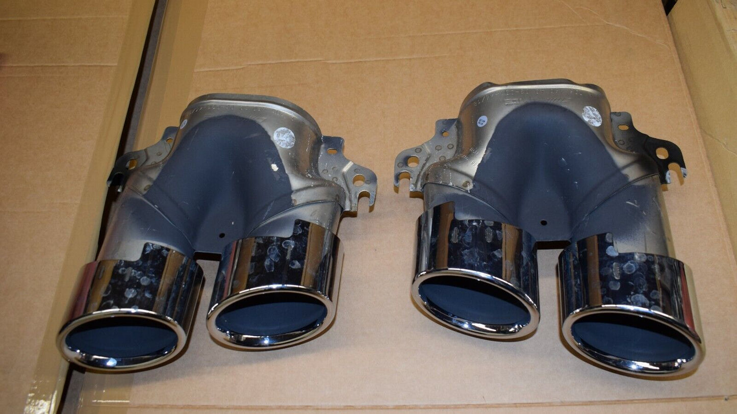 Original Mercedes AMG C Klasse AMG Coupe w205 Auspuffblenden Silber Chrom Blende