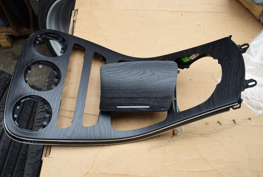 Original Mercedes W205 C Klasse Esche Schwarz Holz Abdeckung Mittelkonsole