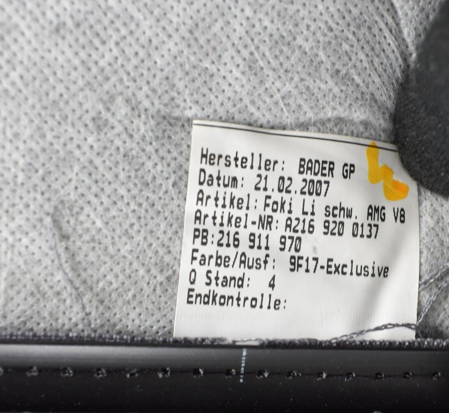 Original Mercedes CL 63 AMG Sitzbezug Leder Exklusive Sitzfläche hinten links