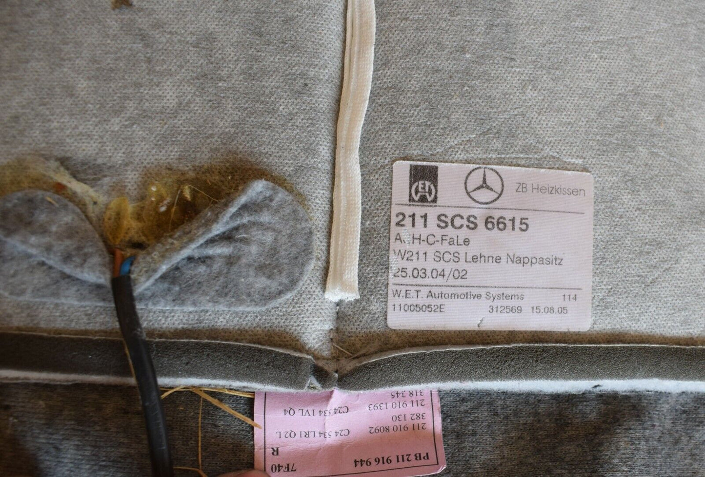 Original Mercedes E Klasse w211 Sitzbezug Lehne Leder Grau Bezug Sitzheizung