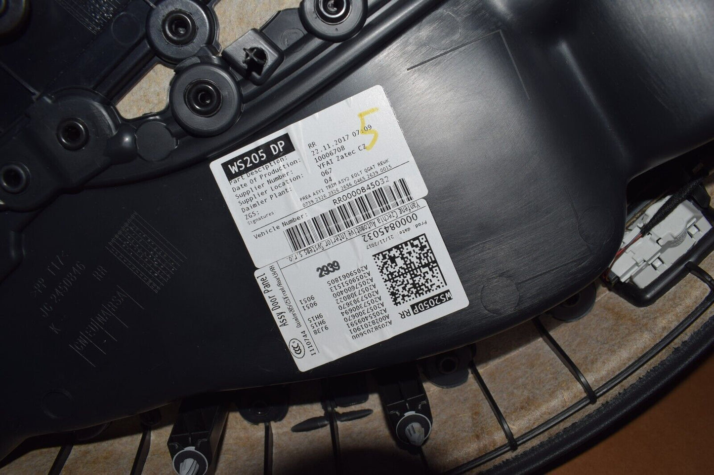 Original Mercedes C Klasse w205 Türverkleidung Türpappe hinten rechts