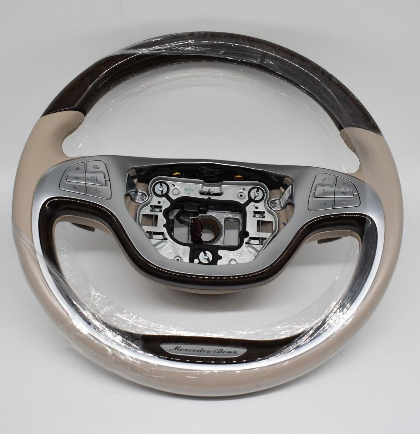Original Mercedes Holzlenkrad w222 S Klasse Lenkrad Seidenbeige a2224605203