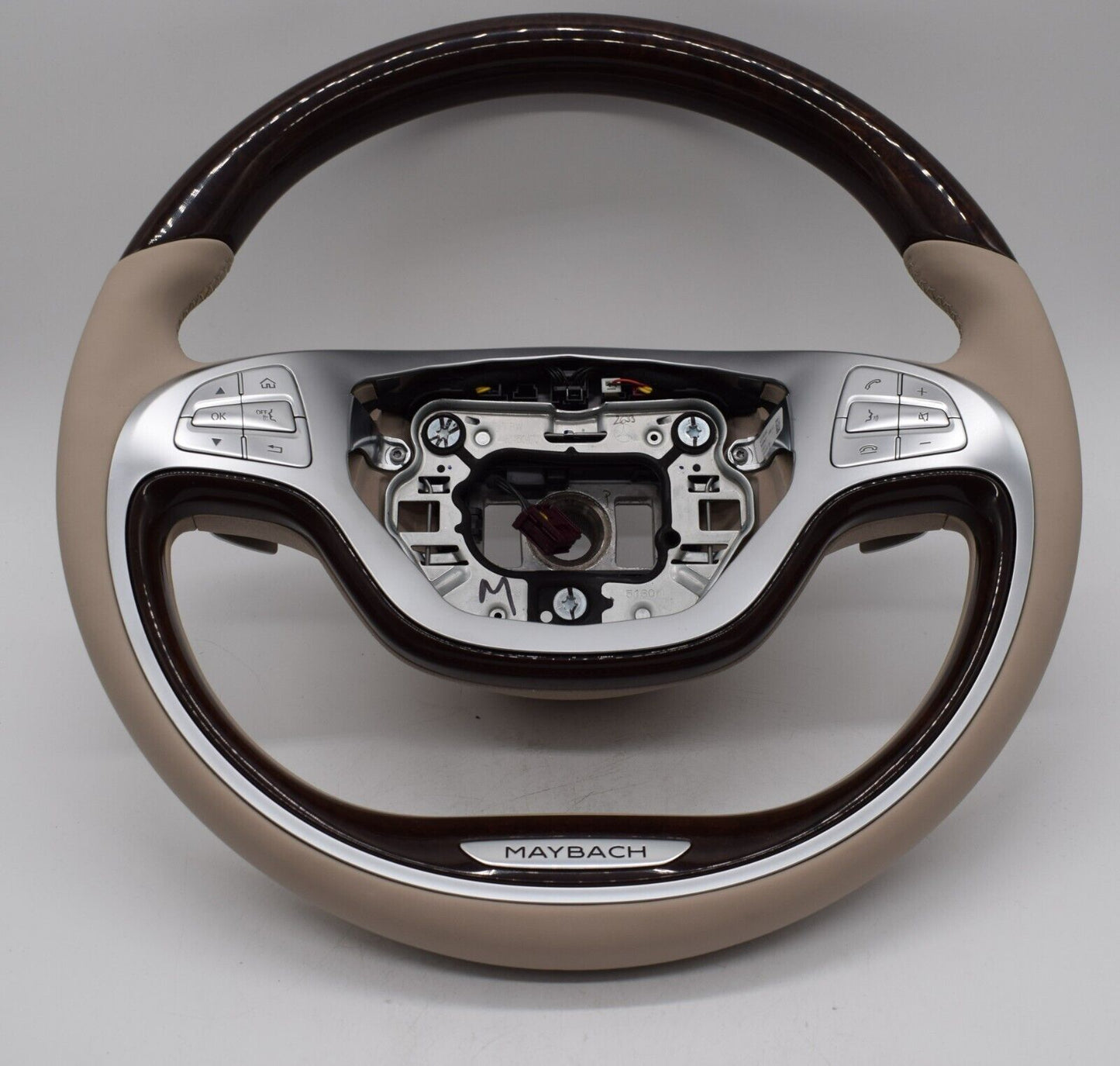 Original Mercedes Holzlenkrad w222 S Klasse Lenkrad Seidenbeige a2224600401