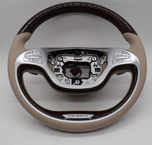 Original Mercedes Holzlenkrad w222 S Klasse Lenkrad Seidenbeige a2224600401