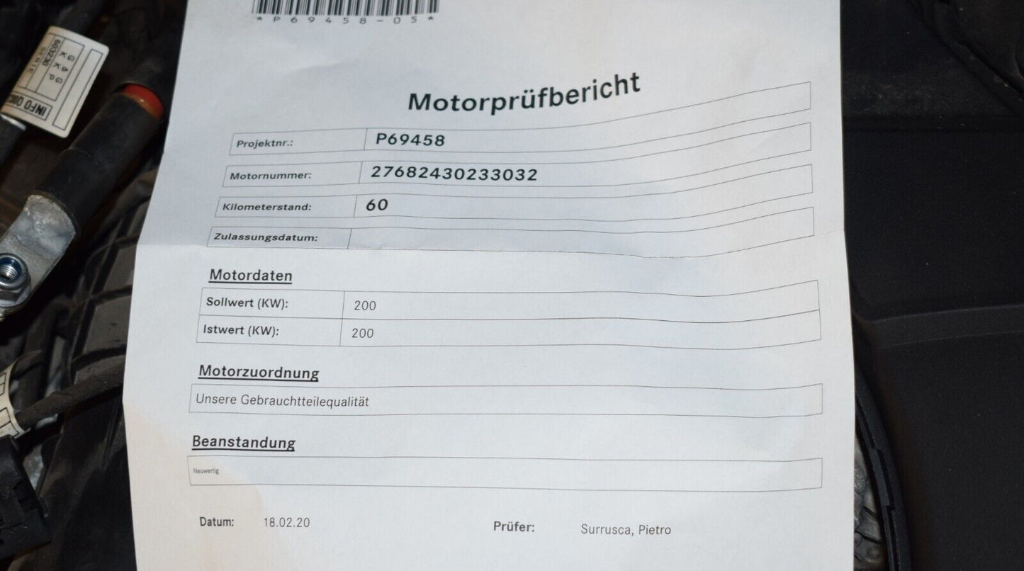 Mercedes w222 S400 M276 Motor Biturbo 276824 Benzin Motor S Klasse a2760105212