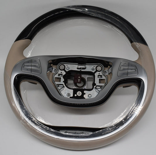 Original Mercedes w222 S Klasse Holzlenkrad heizbar Seidenbeige a0024601503 222