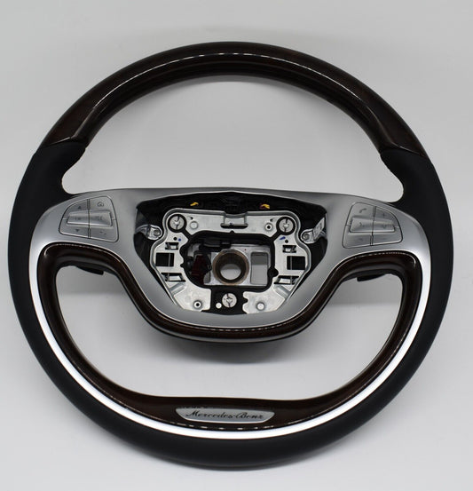 Original Mercedes w222 S Klasse Holzlenkrad Schwarz A2224605003 Wurzelnuss