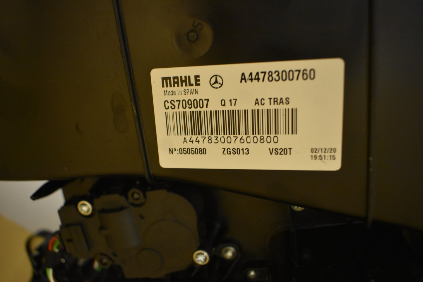 Original Mercedes Klima w447 Vito Heizung hinten Fahrgastraum a4478300760